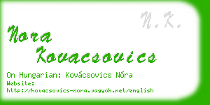 nora kovacsovics business card